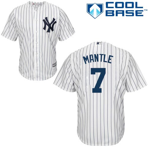 Yankees #7 Mickey Mantle Stitched White Youth MLB Jersey - Click Image to Close